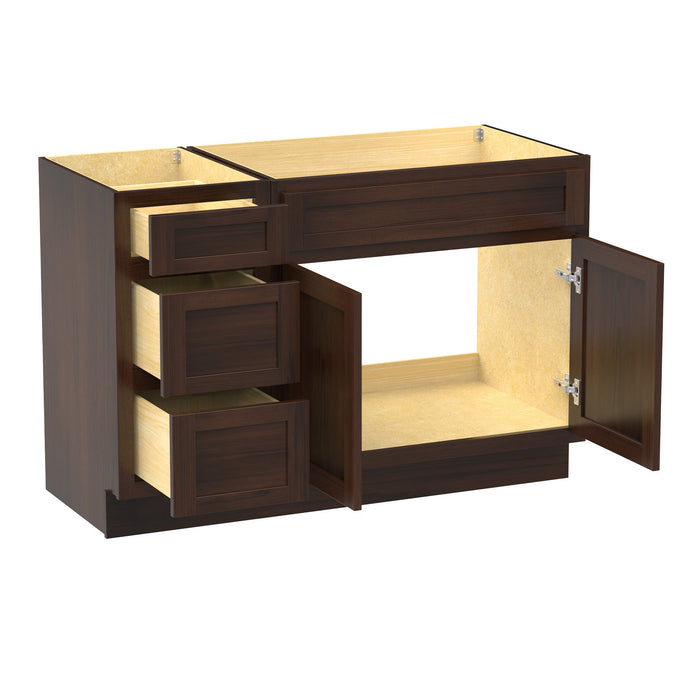51" Oak Bathroom Vanity Cabinet without Top - 3 Drawers & 2 Doors - HomeBeyond