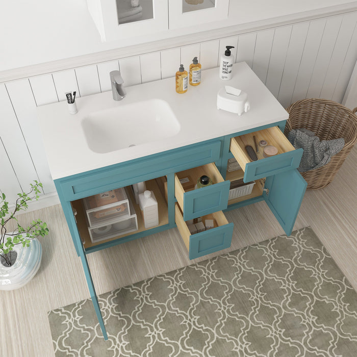 51" Oak Bathroom Vanity Cabinet without Top - 3 Drawers & 2 Doors - HomeBeyond