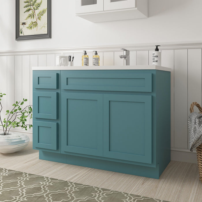 51" Oak Bathroom Vanity Cabinet without Top - 3 Drawers & 2 Doors - HomeBeyond
