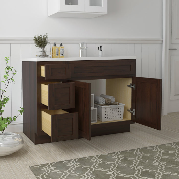 51" Oak Bathroom Vanity Cabinet without Top - 3 Drawers & 2 Doors - HomeBeyond