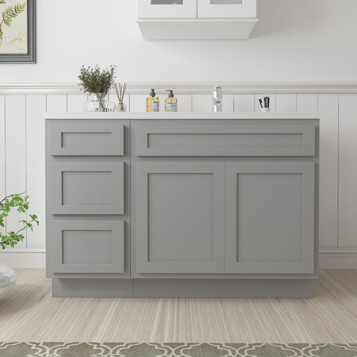 51" Oak Bathroom Vanity Cabinet without Top - 3 Drawers & 2 Doors - HomeBeyond