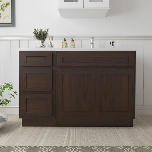 51" Oak Bathroom Vanity Cabinet without Top - 3 Drawers & 2 Doors - HomeBeyond