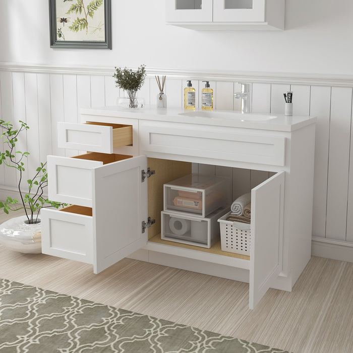 51" Oak Bathroom Vanity Cabinet without Top - 3 Drawers & 2 Doors - HomeBeyond