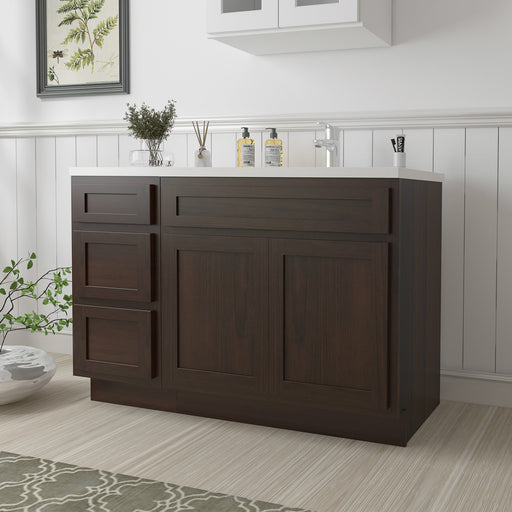 51" Oak Bathroom Vanity Cabinet without Top - 3 Drawers & 2 Doors - HomeBeyond