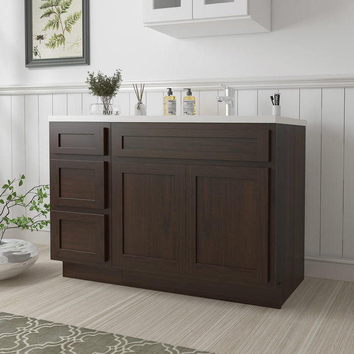 51" Oak Bathroom Vanity Cabinet without Top - 3 Drawers & 2 Doors - HomeBeyond