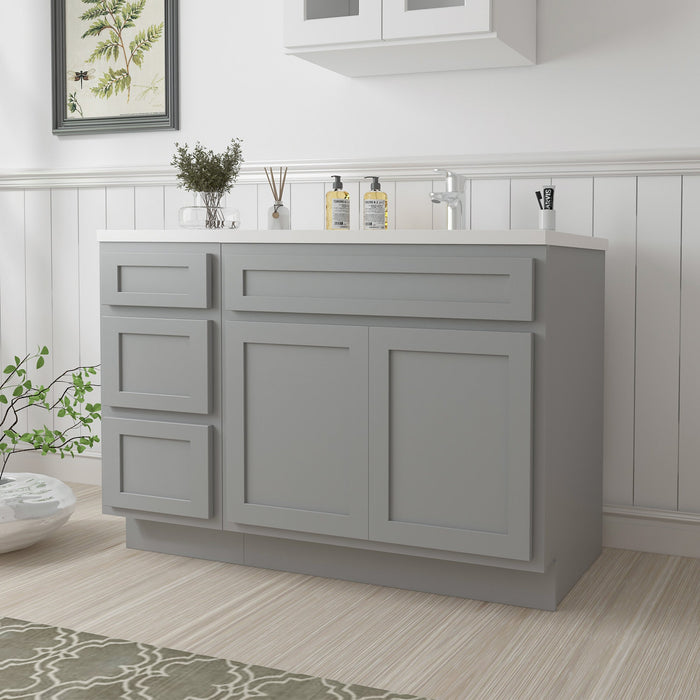51" Oak Bathroom Vanity Cabinet without Top - 3 Drawers & 2 Doors - HomeBeyond