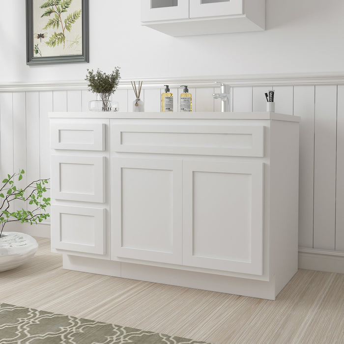 51" Oak Bathroom Vanity Cabinet without Top - 3 Drawers & 2 Doors - HomeBeyond