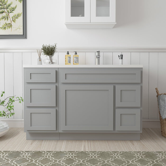 51" Oak Bathroom Vanity Cabinet without Top - 5 Drawers & 1 Door - HomeBeyond