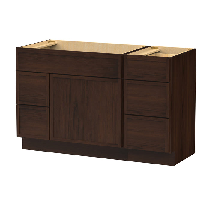 51" Oak Bathroom Vanity Cabinet without Top - 5 Drawers & 1 Door - HomeBeyond
