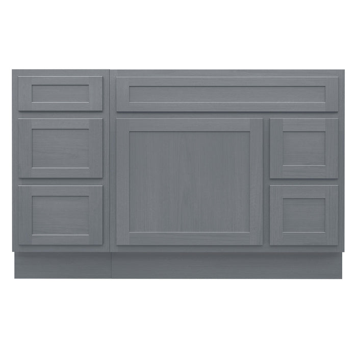 51" Oak Bathroom Vanity Cabinet without Top - 5 Drawers & 1 Door - HomeBeyond