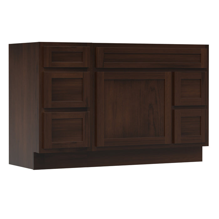51" Oak Bathroom Vanity Cabinet without Top - 5 Drawers & 1 Door - HomeBeyond