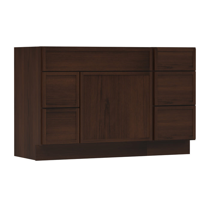 51" Oak Bathroom Vanity Cabinet without Top - 5 Drawers & 1 Door - HomeBeyond