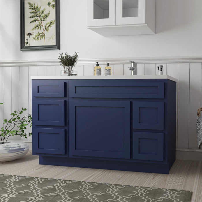 51" Oak Bathroom Vanity Cabinet without Top - 5 Drawers & 1 Door - HomeBeyond