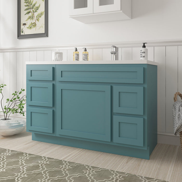 51" Oak Bathroom Vanity Cabinet without Top - 5 Drawers & 1 Door - HomeBeyond