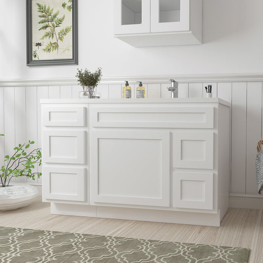 51" Oak Bathroom Vanity Cabinet without Top - 5 Drawers & 1 Door - HomeBeyond