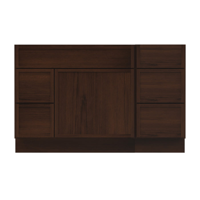 51" Oak Bathroom Vanity Cabinet without Top - 5 Drawers & 1 Door - HomeBeyond