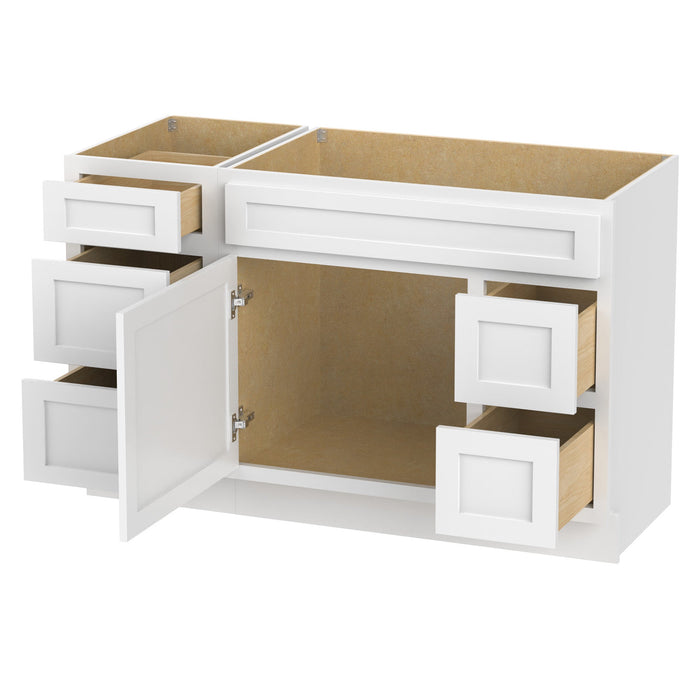51" Oak Bathroom Vanity Cabinet without Top - 5 Drawers & 1 Door - HomeBeyond