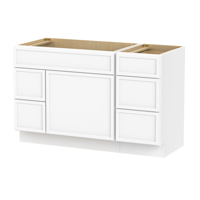 51" Oak Bathroom Vanity Cabinet without Top - 5 Drawers & 1 Door - HomeBeyond