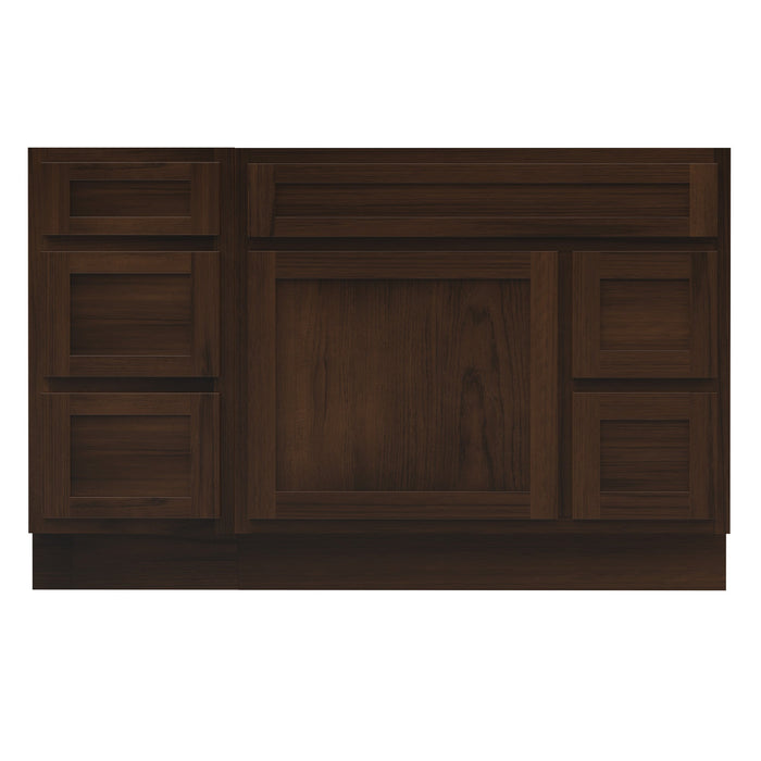 51" Oak Bathroom Vanity Cabinet without Top - 5 Drawers & 1 Door - HomeBeyond