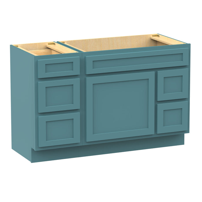 51" Oak Bathroom Vanity Cabinet without Top - 5 Drawers & 1 Door - HomeBeyond