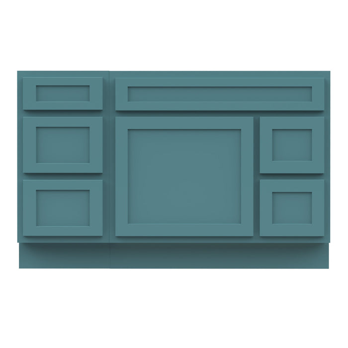 51" Oak Bathroom Vanity Cabinet without Top - 5 Drawers & 1 Door - HomeBeyond
