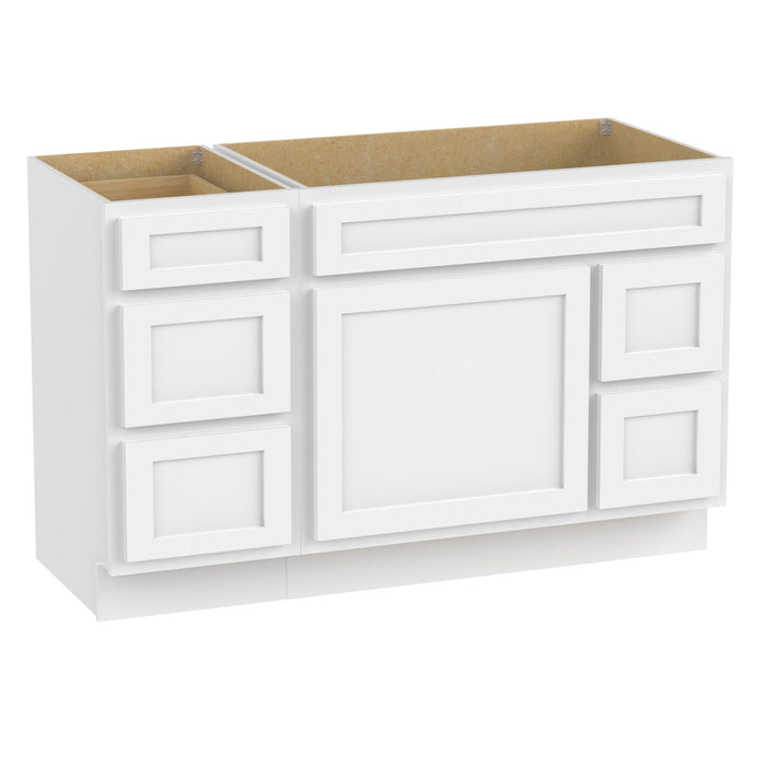 51" Oak Bathroom Vanity Cabinet without Top - 5 Drawers & 1 Door - HomeBeyond