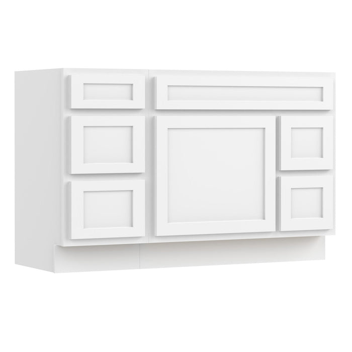 51" Oak Bathroom Vanity Cabinet without Top - 5 Drawers & 1 Door - HomeBeyond