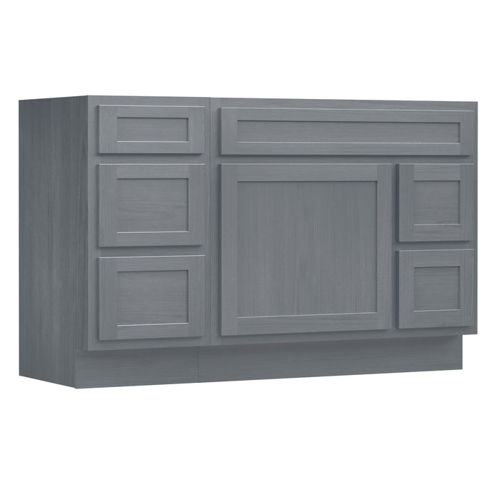 51" Oak Bathroom Vanity Cabinet without Top - 5 Drawers & 1 Door - HomeBeyond