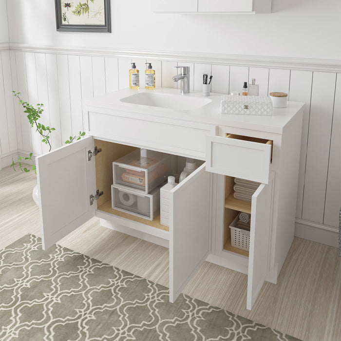 51" Plywood Bathroom Vanity Cabinet without Top - 1 Drawer & 3 Doors - HomeBeyond