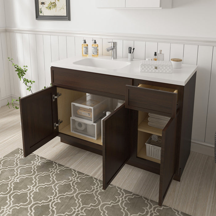 51" Plywood Bathroom Vanity Cabinet without Top - 1 Drawer & 3 Doors - HomeBeyond