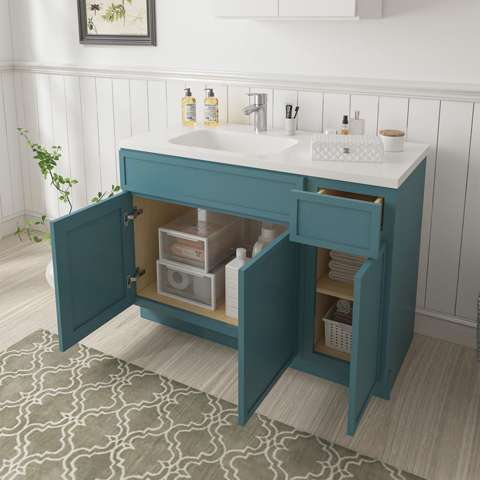 51" Plywood Bathroom Vanity Cabinet without Top - 1 Drawer & 3 Doors - HomeBeyond