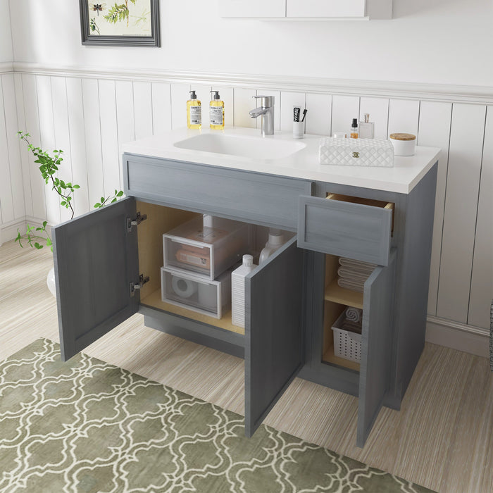 51" Plywood Bathroom Vanity Cabinet without Top - 1 Drawer & 3 Doors - HomeBeyond