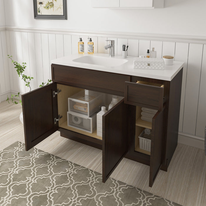 51" Plywood Bathroom Vanity Cabinet without Top - 1 Drawer & 3 Doors - HomeBeyond
