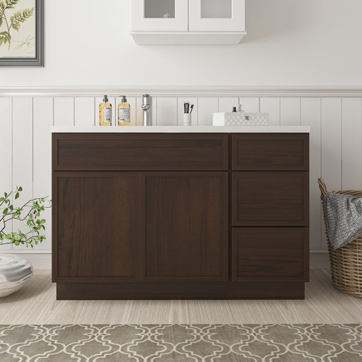 51" Plywood Bathroom Vanity Cabinet without Top - 3 Drawers & 1 Door - HomeBeyond