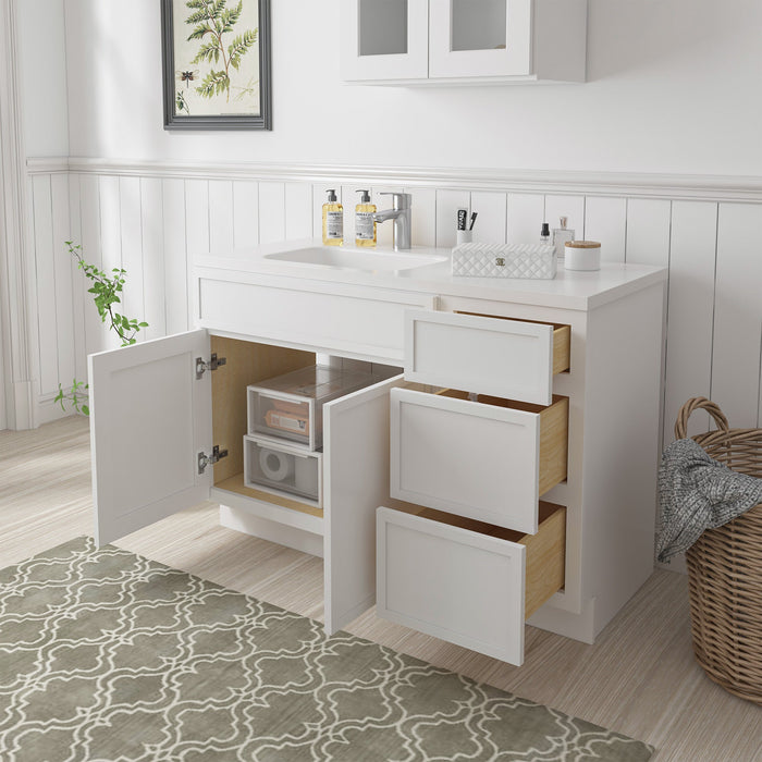 51" Plywood Bathroom Vanity Cabinet without Top - 3 Drawers & 1 Door - HomeBeyond