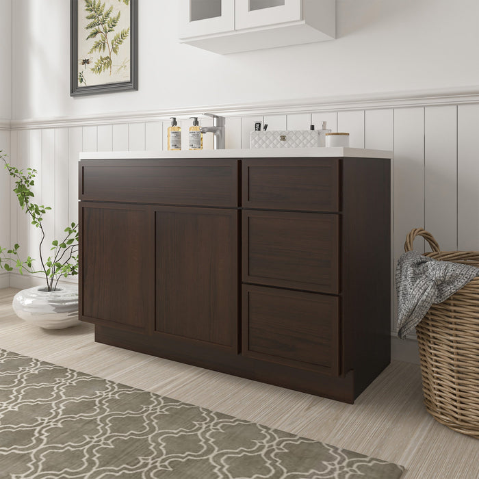 51" Plywood Bathroom Vanity Cabinet without Top - 3 Drawers & 1 Door - HomeBeyond