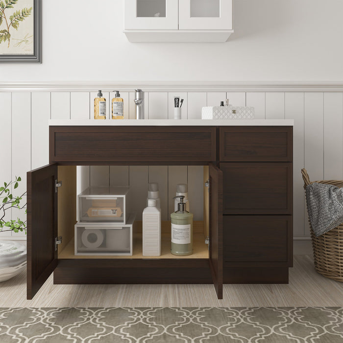 51" Plywood Bathroom Vanity Cabinet without Top - 3 Drawers & 1 Door - HomeBeyond