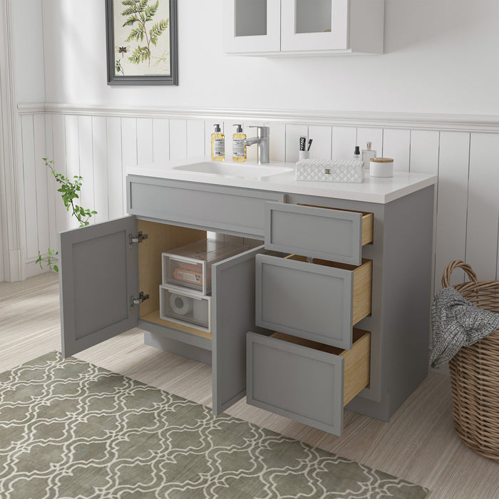 51" Plywood Bathroom Vanity Cabinet without Top - 3 Drawers & 1 Door - HomeBeyond