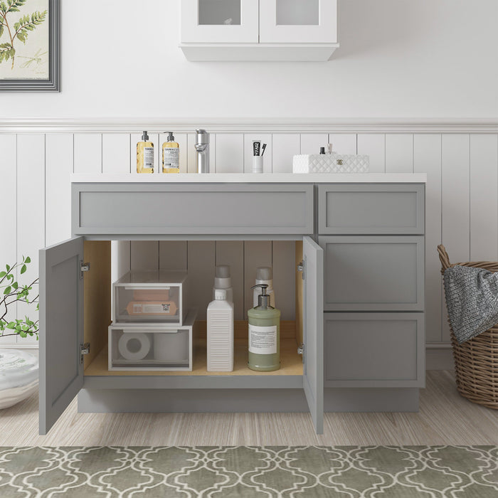 51" Plywood Bathroom Vanity Cabinet without Top - 3 Drawers & 1 Door - HomeBeyond