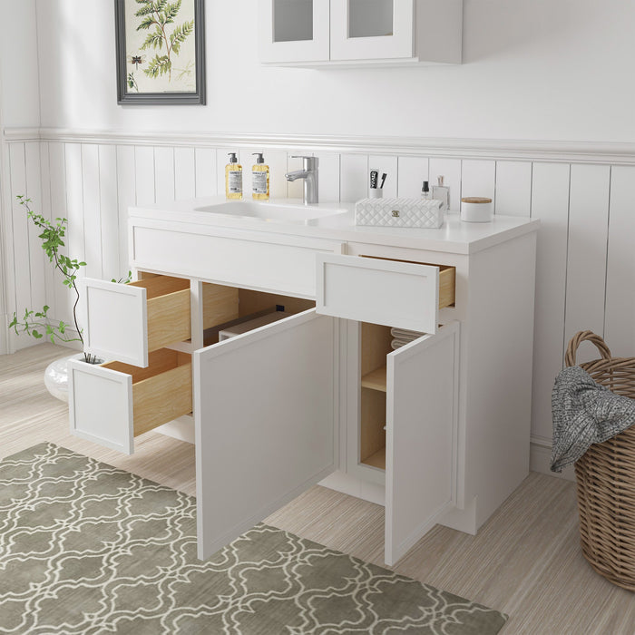 51" Plywood Bathroom Vanity Cabinet without Top - 3 Drawers & 2 Doors - HomeBeyond
