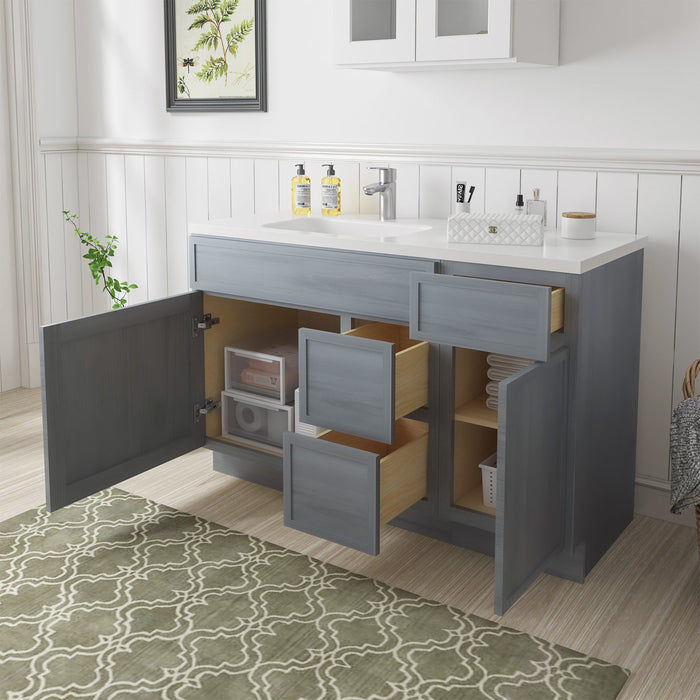 51" Plywood Bathroom Vanity Cabinet without Top - 3 Drawers & 2 Doors - HomeBeyond