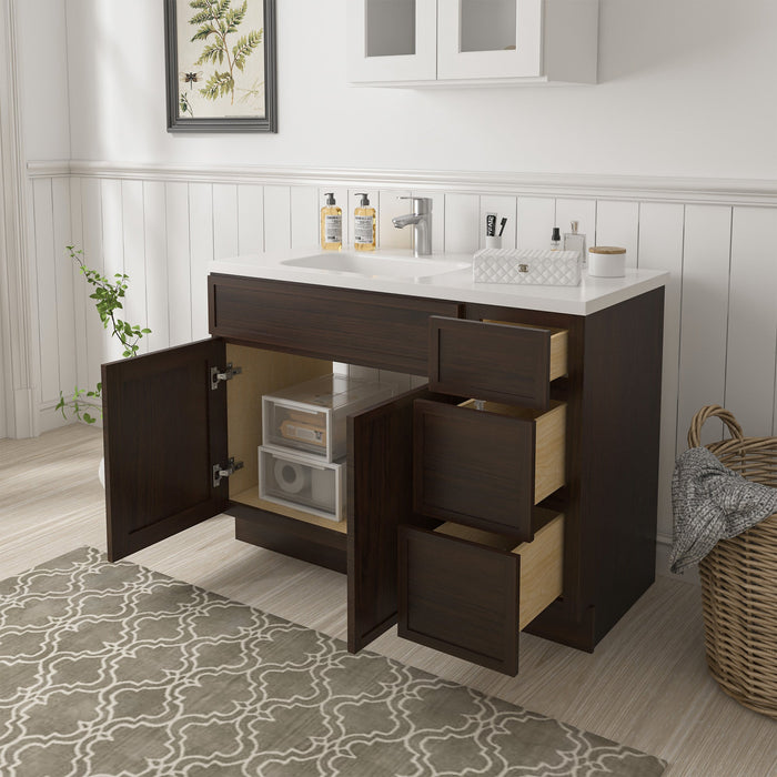 51" Plywood Bathroom Vanity Cabinet without Top - 3 Drawers & 2 Doors - HomeBeyond