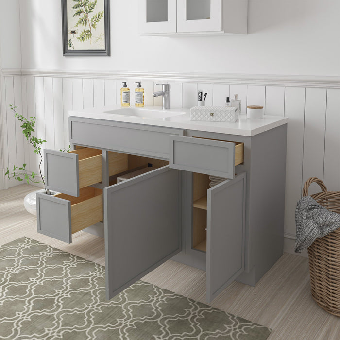 51" Plywood Bathroom Vanity Cabinet without Top - 3 Drawers & 2 Doors - HomeBeyond