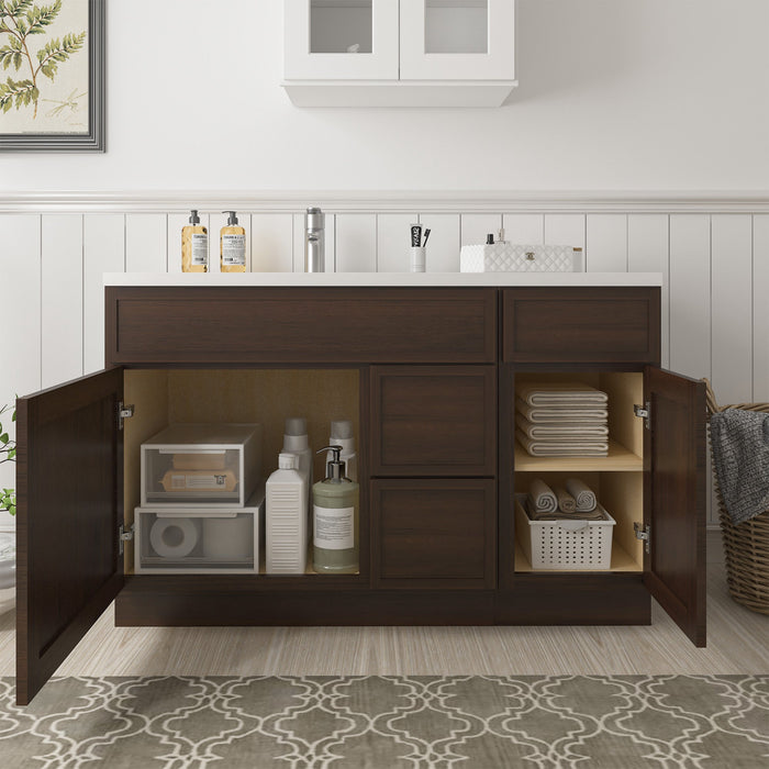 51" Plywood Bathroom Vanity Cabinet without Top - 3 Drawers & 2 Doors - HomeBeyond