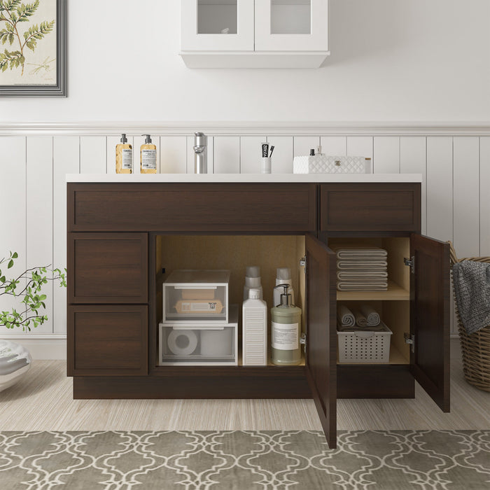 51" Plywood Bathroom Vanity Cabinet without Top - 3 Drawers & 2 Doors - HomeBeyond