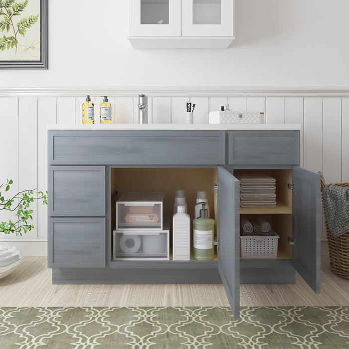 51" Plywood Bathroom Vanity Cabinet without Top - 3 Drawers & 2 Doors - HomeBeyond