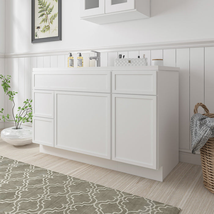 51" Plywood Bathroom Vanity Cabinet without Top - 3 Drawers & 2 Doors - HomeBeyond