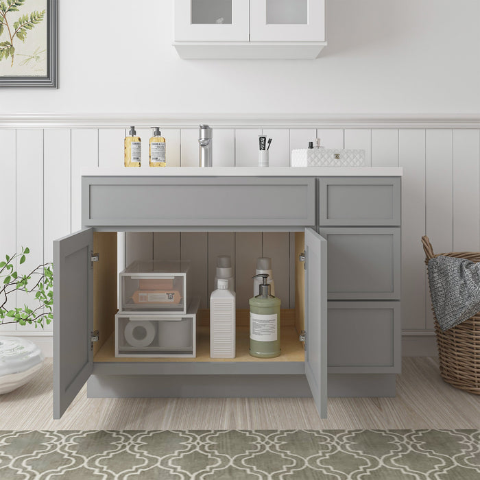 51" Plywood Bathroom Vanity Cabinet without Top - 3 Drawers & 2 Doors - HomeBeyond