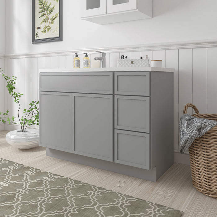 51" Plywood Bathroom Vanity Cabinet without Top - 3 Drawers & 2 Doors - HomeBeyond