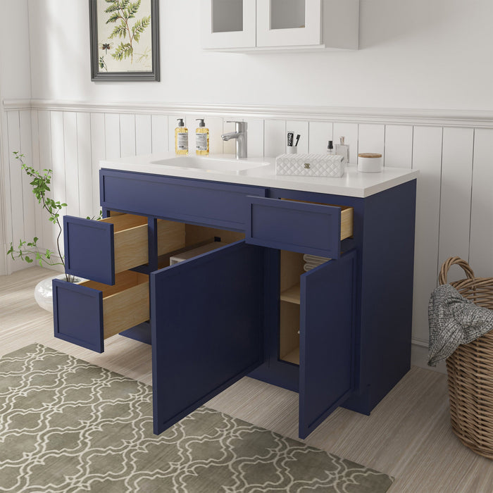 51" Plywood Bathroom Vanity Cabinet without Top - 3 Drawers & 2 Doors - HomeBeyond